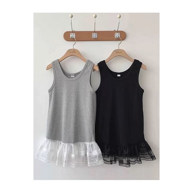 Lace-Trimmed Ruffled Scoop-Neck Tank