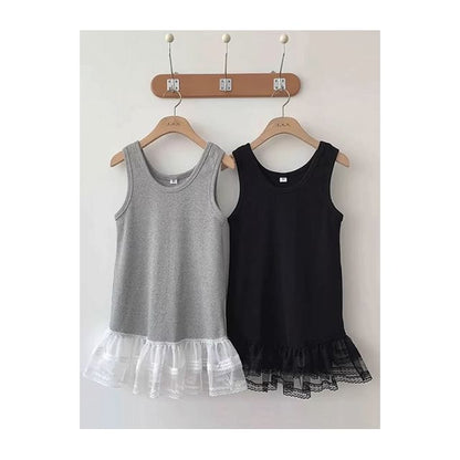 Lace-Trimmed Ruffled Scoop-Neck Tank