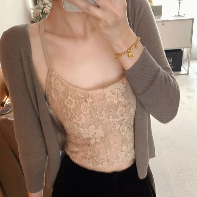 High-Waisted Pencil Skirt with Cardigan and Cami Top Set