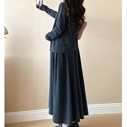 Maternity Cami Cardigan Maxi Skirt Knitted Four-Piece Set
