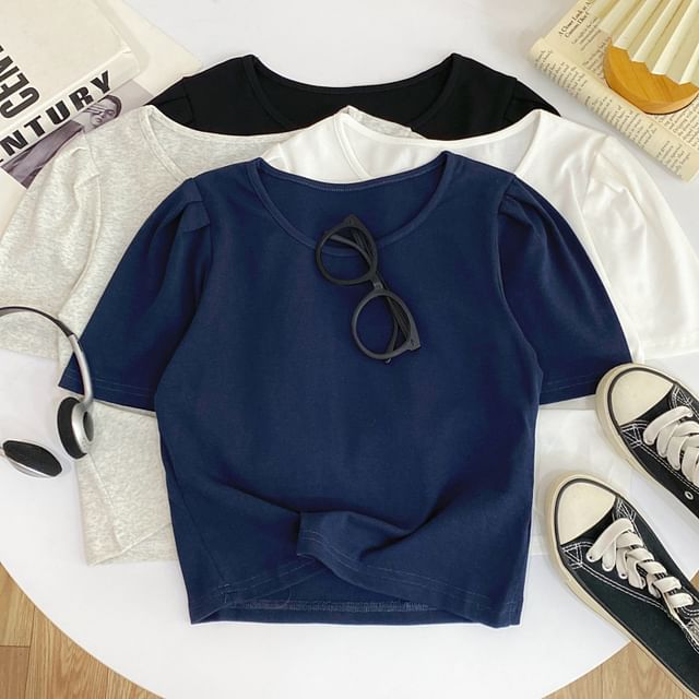 Solid Tee with Crew Neck, Short Sleeved, Relaxed Fit