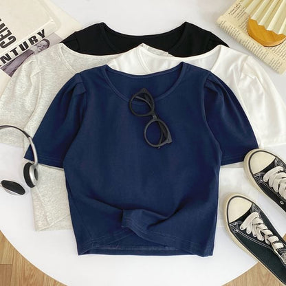 Solid Tee with Crew Neck, Short Sleeved, Relaxed Fit