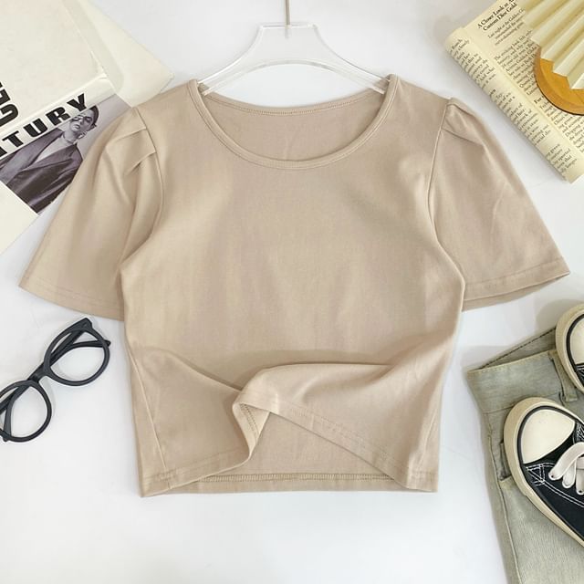 Solid Tee with Crew Neck, Short Sleeved, Relaxed Fit