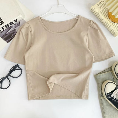 Solid Tee with Crew Neck, Short Sleeved, Relaxed Fit