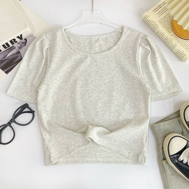Solid Tee with Crew Neck, Short Sleeved, Relaxed Fit