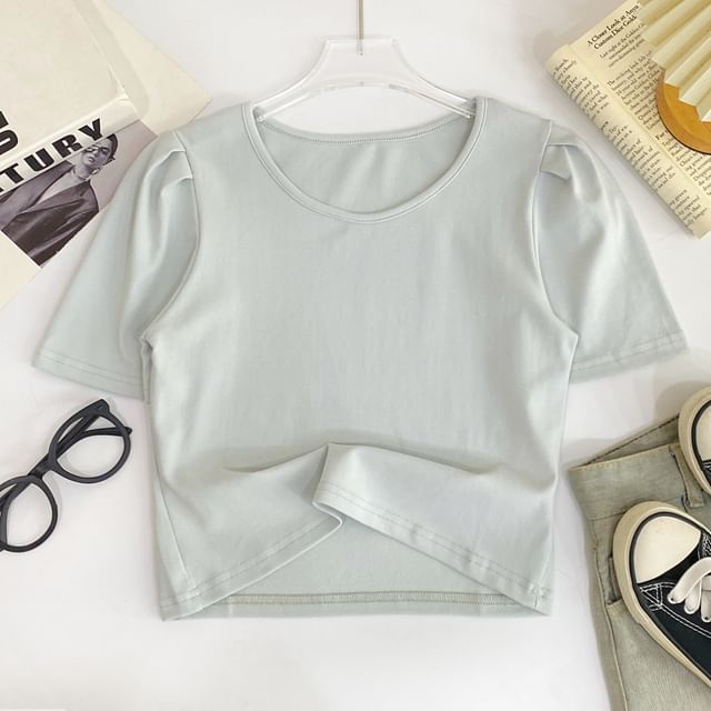 Solid Tee with Crew Neck, Short Sleeved, Relaxed Fit
