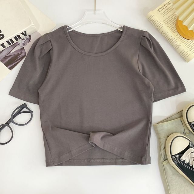 Solid Tee with Crew Neck, Short Sleeved, Relaxed Fit