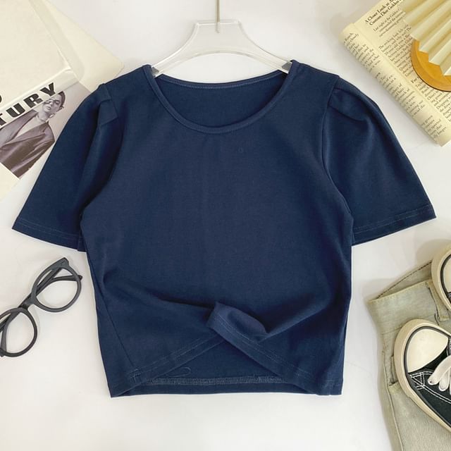 Solid Tee with Crew Neck, Short Sleeved, Relaxed Fit