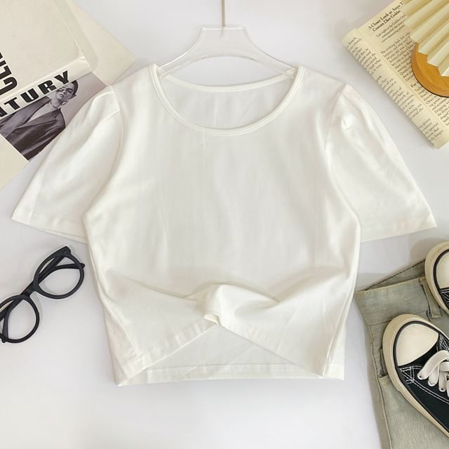 Solid Tee with Crew Neck, Short Sleeved, Relaxed Fit