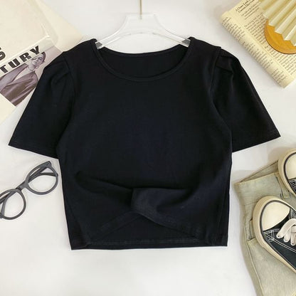 Solid Tee with Crew Neck, Short Sleeved, Relaxed Fit