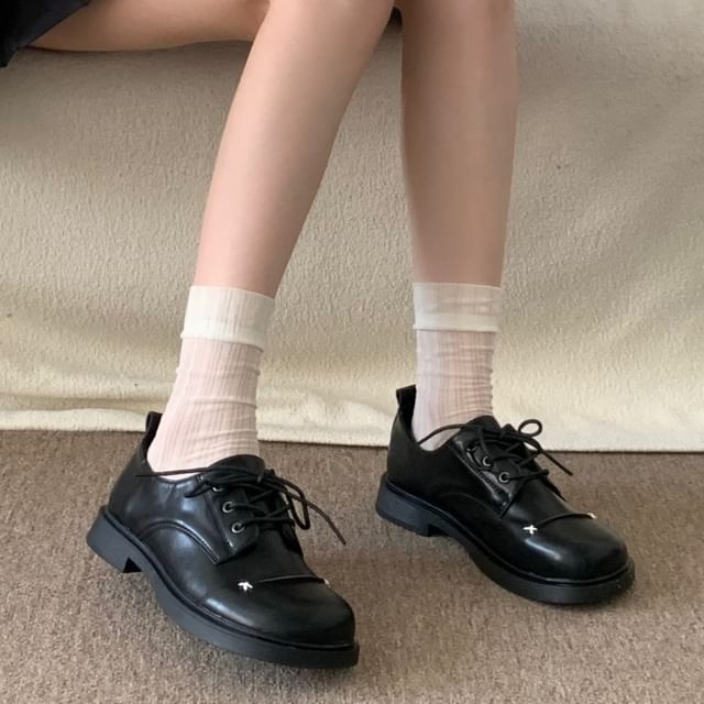 Faux Leather Lace-Up Shoes