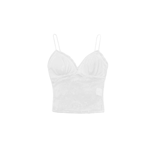 V-Neck Lace Camisole Top with Light Cardigan