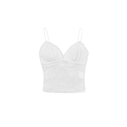 V-Neck Lace Camisole Top with Light Cardigan