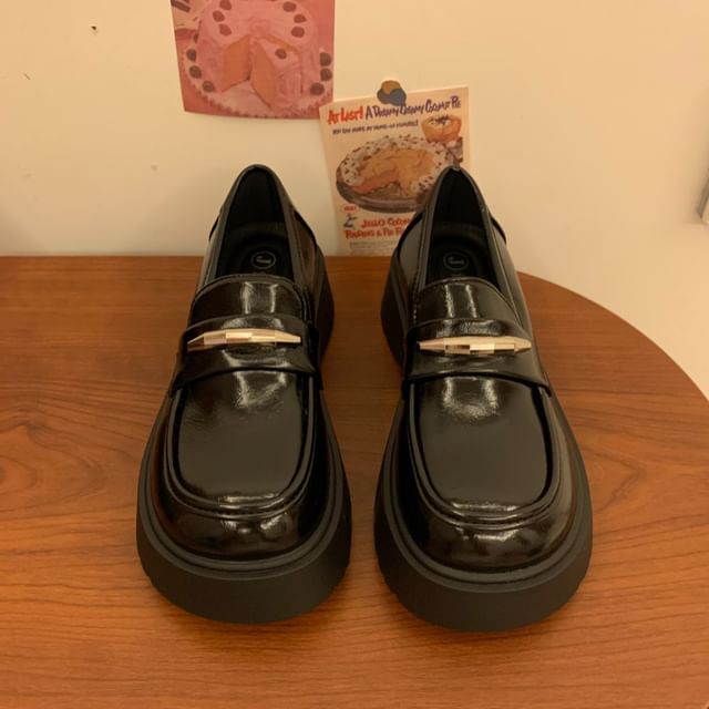 Faux Leather Platform Loafers