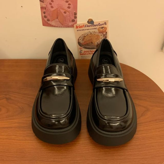 Faux Leather Platform Loafers