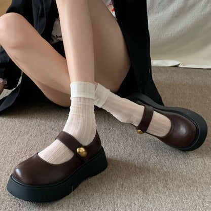Faux Leather Platform Mary Jane Shoes