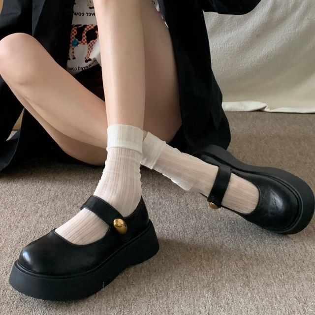 Faux Leather Platform Mary Jane Shoes