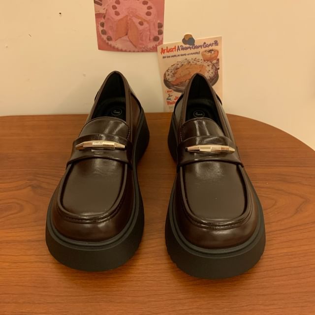 Faux Leather Platform Loafers