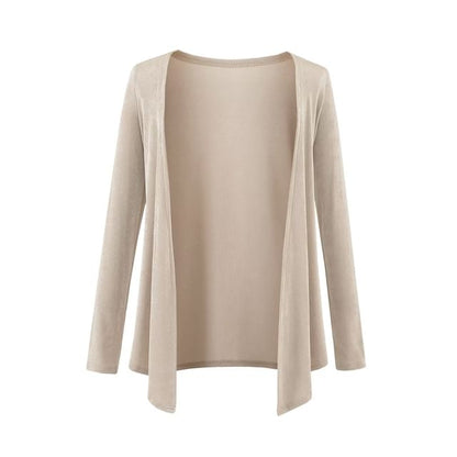 Plain Slim-Fit Tie-Waist Cami, Flared High-Waisted Pants, Open Cardigan