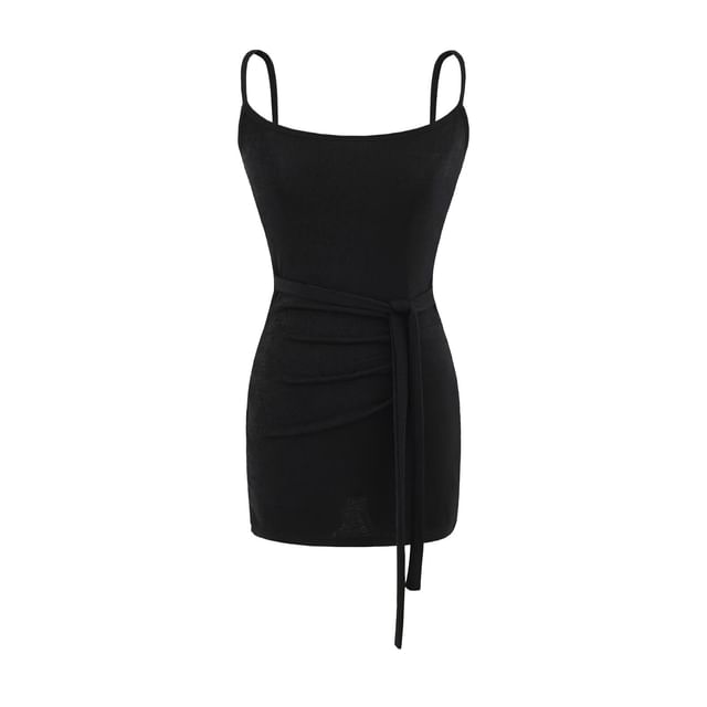 Plain Slim-Fit Tie-Waist Cami, Flared High-Waisted Pants, Open Cardigan