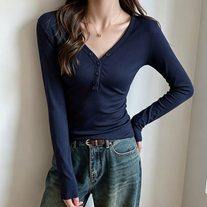 Slim-Fit Henley Long-Sleeved Tee