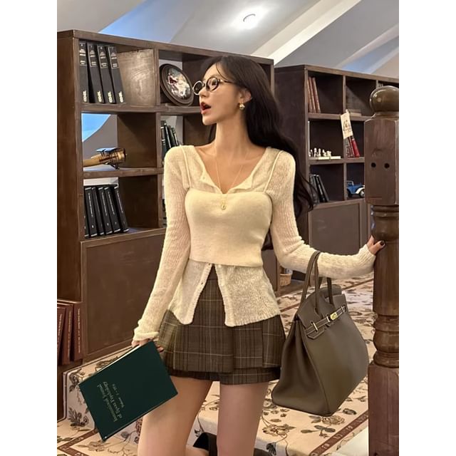 Sleeved Boxy Sheer Layering Shrug & Cami Duo
