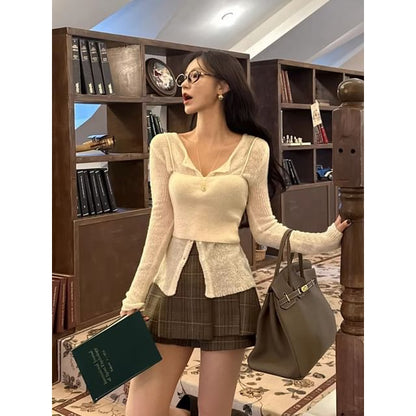 Sleeved Boxy Sheer Layering Shrug & Cami Duo