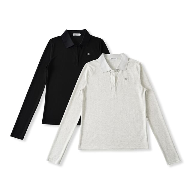 Collared Sleeved Plain Casual Tee