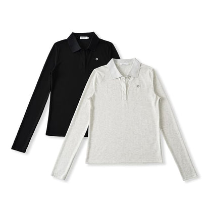 Collared Sleeved Plain Casual Tee