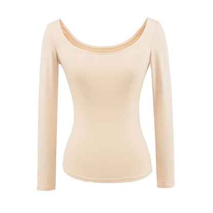 Scoop-Neck Sleeved Plain Basic Tee