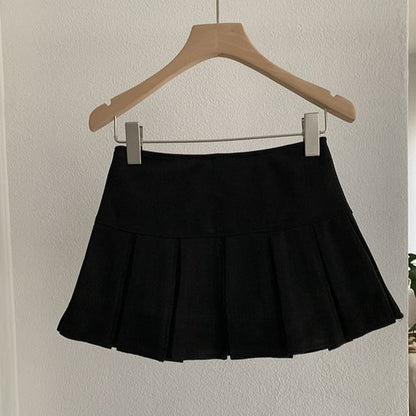 Leopard & Faux Suede Mini Pleated Skirt