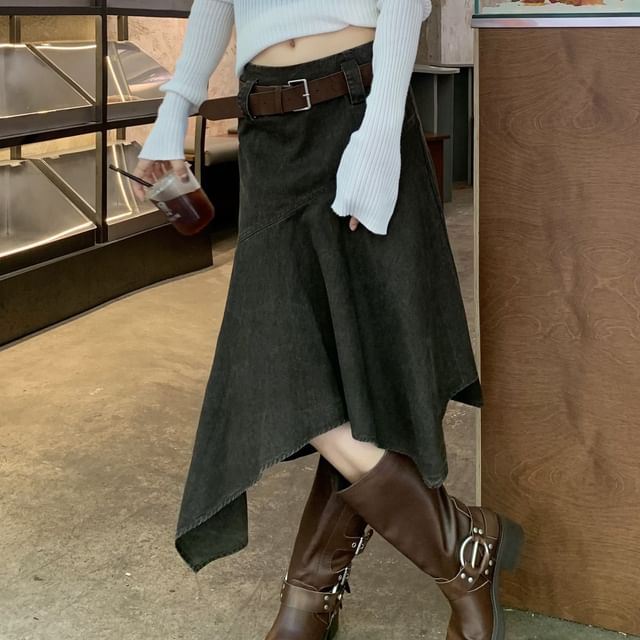 Asymmetrical Midi A-Line Skirt