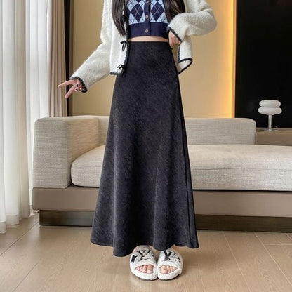 Corduroy High Rise Maxi A-Line Skirt