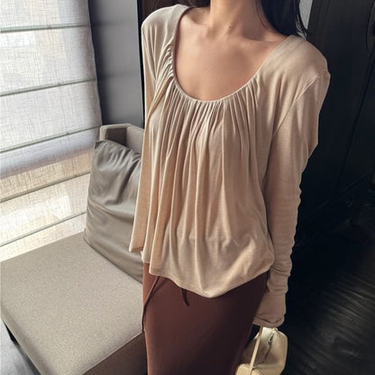 U-Neck Top & Maxi A-Line Skirt Set