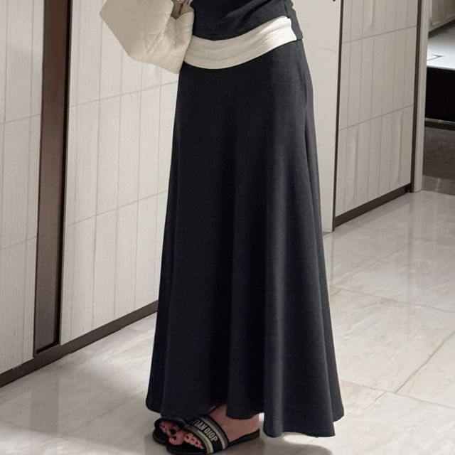 Hooded Top & Maxi A-Line Skirt Two-Piece