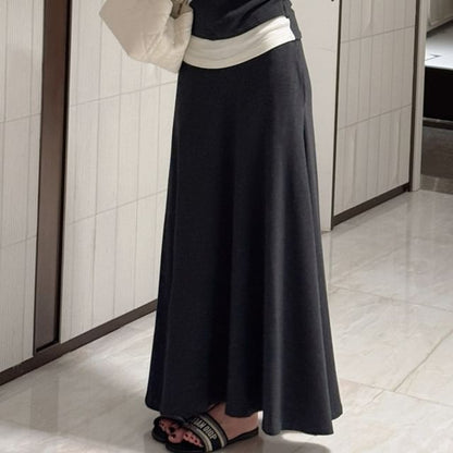 Hooded Top & Maxi A-Line Skirt Two-Piece