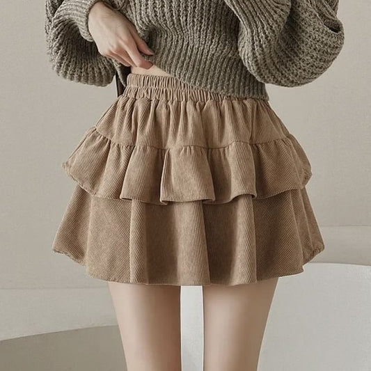 Mini Tiered Skirt with Elastic Waist