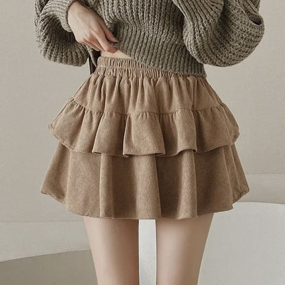 Mini Tiered Skirt with Elastic Waist