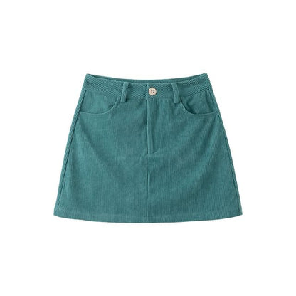 Corduroy Mini Skirt - Mid Waist