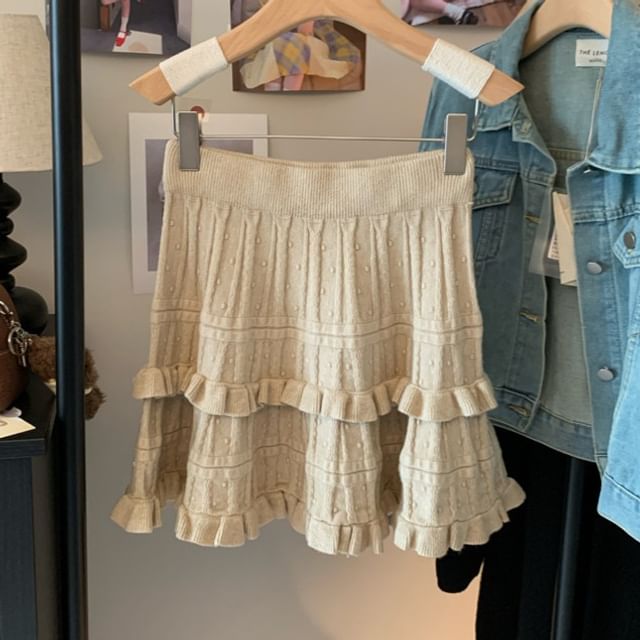 Knit Mini Skirt with High Waist