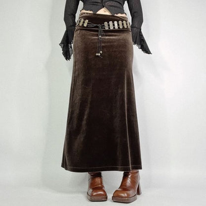 Velvet Mermaid Maxi Skirt - Low Rise