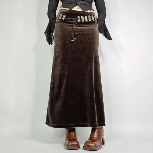 Velvet Mermaid Maxi Skirt - Low Rise