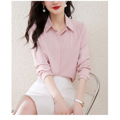 Classic Plain Shirt with Long Sleeve Construction