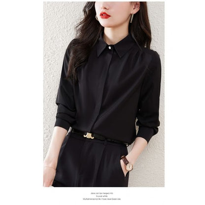 Classic Plain Shirt with Long Sleeve Construction