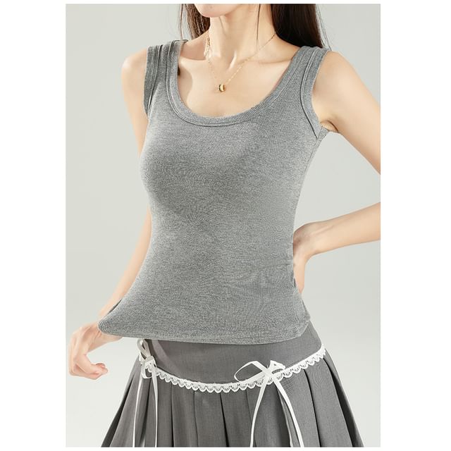 Plain Tank Top with Scoop Neckline
