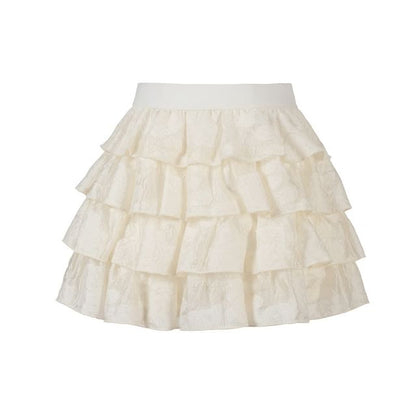Plain Tiered Mini A-Line Skirt