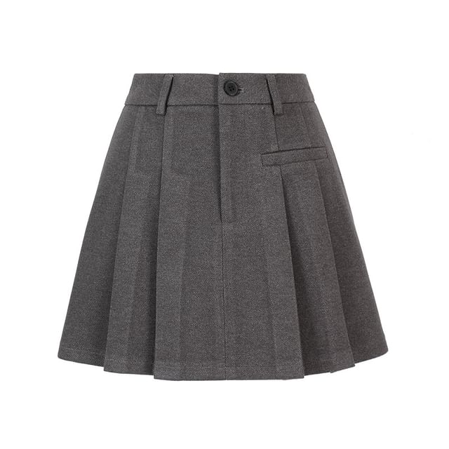 Plain Pleated Mini A-Line Skirt