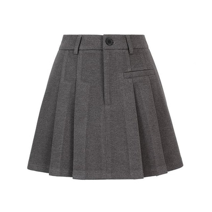 Plain Pleated Mini A-Line Skirt