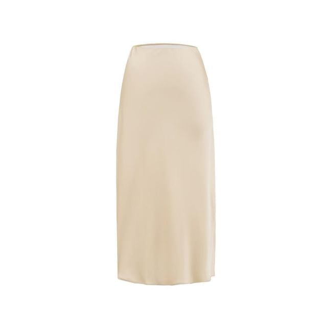 High Rise Plain Pencil Maxi Skirt
