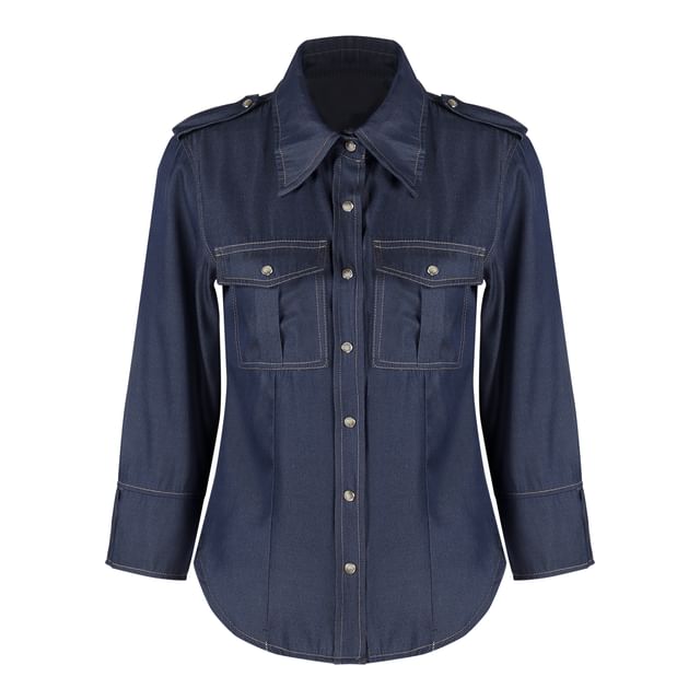 Denim Long Sleeve Shirt & Mini Skirt